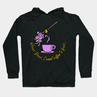 Hocus Pocus, I need Coffee to Focus Graphic Design with wand and Coffee Mug Hoodie